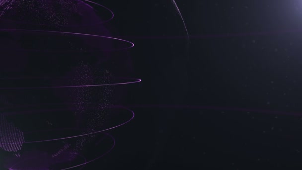 抽象球体。裁剪。用线连接紫罗兰点。全球化接口。行星在左边移动。4k. — 图库视频影像