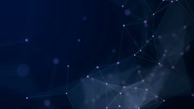 Şekiller, noktalar ve çizgiler bulanık arka plan üzerinde parlaklık ile bağlanır. Animasyon. Kompozisyonu yakınlaştırma. hapes yavaş hareket ediyor. 4k.