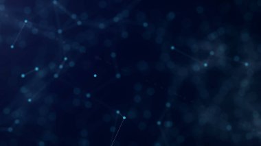 Şekiller, noktalar ve çizgiler bulanık arka plandaki parlaklıkla bağlanıyor.