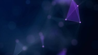 Şekiller, noktalar ve çizgiler bulanık arka plandaki parlaklıkla bağlanır. Nokta ve çizgiler ön planda mor şekil oluşturdu.