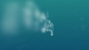 Teknoloji ile ilgili farklı kelimeler, açık mavi arka plan. Yakından kapatın. Kopya alanı. 3d. Animatiom. 4k.