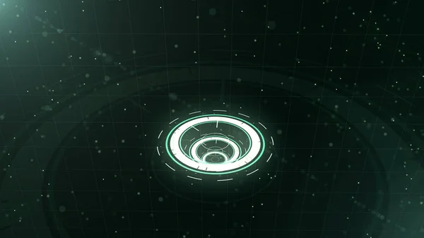 Abstrakter Hintergrund. glühende Kreise. Helle Spirale. Weltraumtunnel. Kopierraum. Nahaufnahme. 3d. Ansicht von oben. — Stockfoto