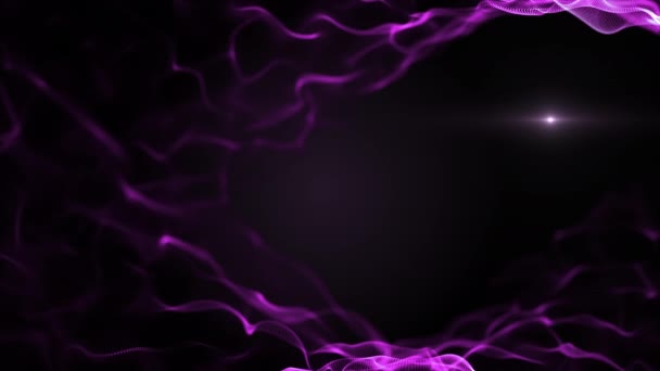 Abstrakt vätska, liquit bakgrund. Lila, violett imitation av vågor, som rör sig på svart bakgrund. Ljus suddig vit blick är inne i vågorna. 4K. — Stockvideo