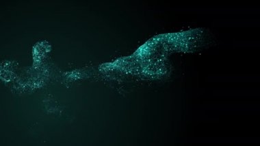 Pürüzsüz lüks masmavi akış siyah arka plan üzerinde yavaş yavaş akıyor. Kopya alanı. 4k.