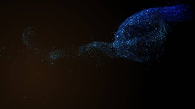 Pürüzsüz lüks tekno mavi akışı yavaş yavaş siyah arka plan üzerinde akış. Kopyalama alanı.