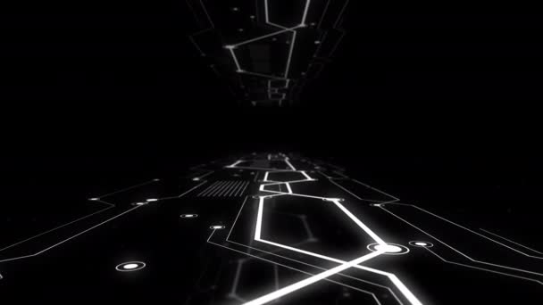 Tunel autostrady w projektowaniu sieci oświetlającej w czarno-białym stylu. — Wideo stockowe