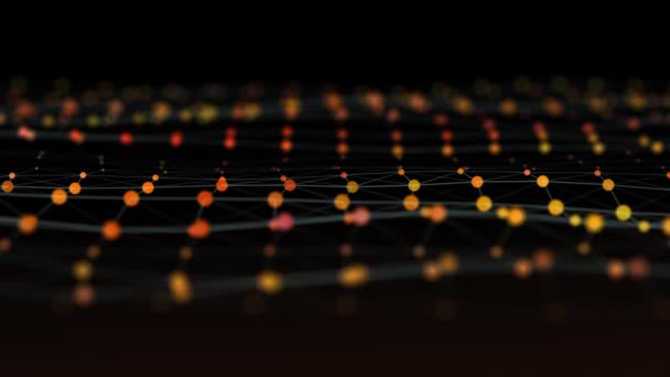 Abstrakte Bewegungswelle aus leuchtenden Teilchenverbindungen. — Stockvideo