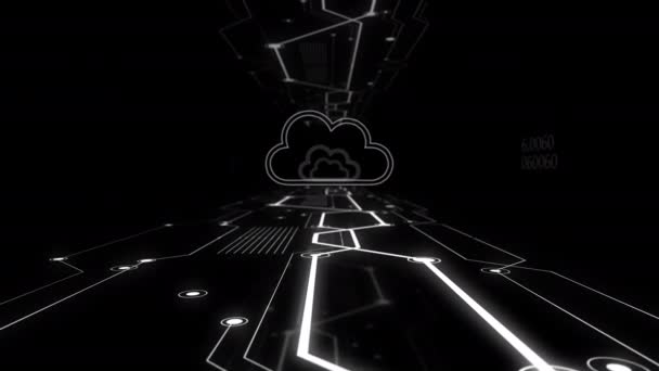 Chmura technologii obliczeniowej koncepcji abstrakcyjny zoom w tle wideo. — Wideo stockowe