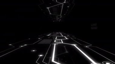 Karanlık uzayda parlayan ikili kod bağlantıları na sahip yüksek hızlı pist.