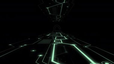 Kırık asma kilit ile tünel üzerinden video kavramsal zoom.