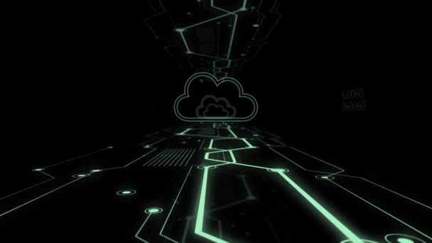 Data transmissie en Cloud Computing concept abstracte zoom in video-achtergrond. — Stockvideo