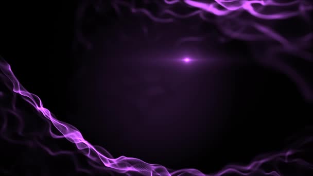 As partículas violetas abstratas criam textura entrelaçada. Véu se dissolve e se funde. 4K . — Vídeo de Stock
