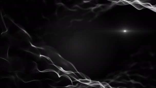 Les particules blanches abstraites créent une texture entrelacée. Le voile se dissout et fusionne. 4K . — Video