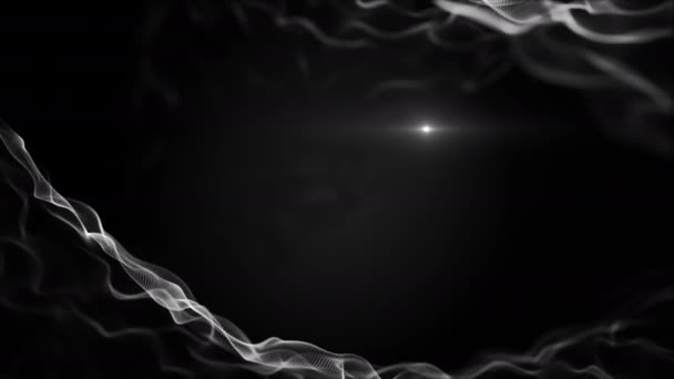 Le particelle bianche astratte creano una trama intrecciata. Il velo si dissolve e si fonde. 4K . — Video Stock
