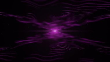 Abstract energy background. Color changing and shifting waves on black backdrop. Light blurred blick is on the centre, and between the waves. 4K.