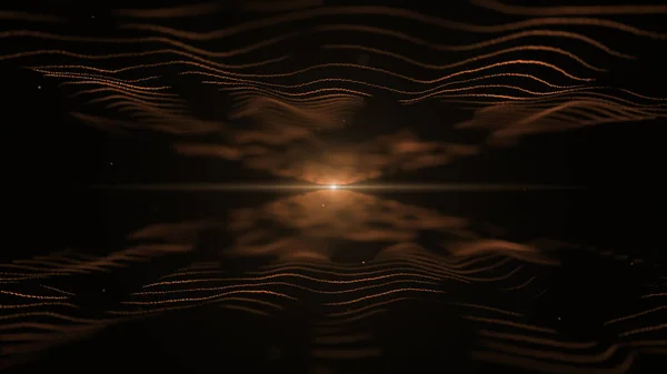 Αφηρημένο φόντο. Πορτοκαλί απομίμηση ηχητικών κυμάτων σε μαύρο φόντο. Το ελαφρύ θολό πορτοκαλί Blick βρίσκεται στο κέντρο και μεταξύ των κυμάτων. — Φωτογραφία Αρχείου