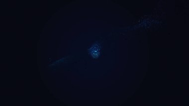 Pürüzsüz lüks tekno mavi akıntı yavaşça bulanık mavi arka planda akıyor. Boşluğu kopyala.