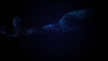 Pürüzsüz lüks tekno mavi akışı yavaş yavaş siyah arka plan üzerinde akış. Kopyalama alanı.