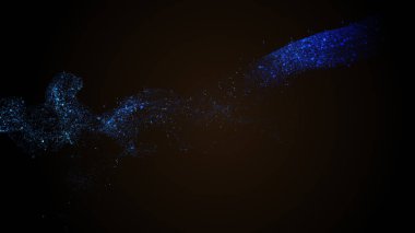 Pürüzsüz lüks tekno mavi akışı yavaş yavaş siyah arka plan üzerinde akış. Kopyalama alanı.