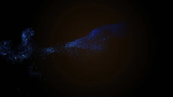 Гладка розкішна техно-синя струмка повільно тече на чорному тлі. Копіювати простір . — стокове фото