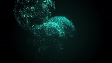 Pürüzsüz lüks tekno mavi akışı derin altın arka plan üzerinde yavaş yavaş akan. Kopya alanı. 4k.