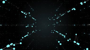 Molecular model structure on black space abstract background.