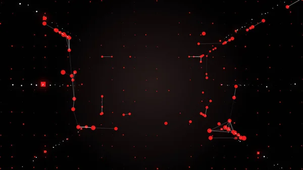 Chaînes d'ADN moléculaire rouge sur fond noir scintillant . — Photo
