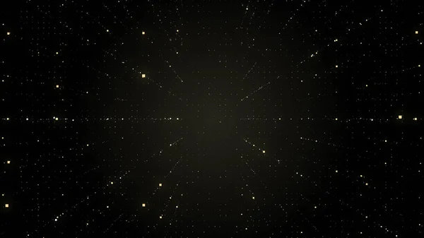 어두운 공간에서 방사성 입자의 파열 광선. — 스톡 사진