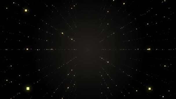 Rotation of gold elements in dark space. — Stock Video