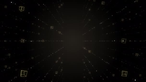 Überlagerte abstrakte Datenbankblöcke auf schwarzem Hintergrund. — Stockvideo