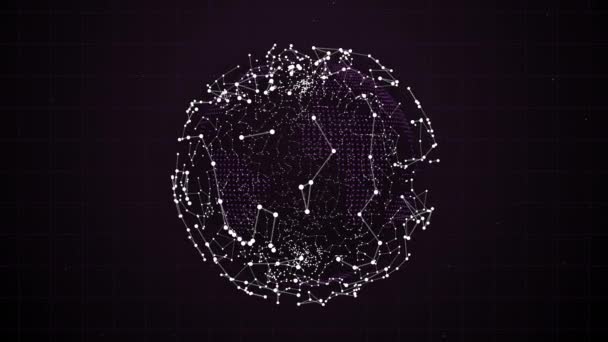 Artistieke Aarde planeet met sprankelende stippen netwerk cirkelen rond. — Stockvideo