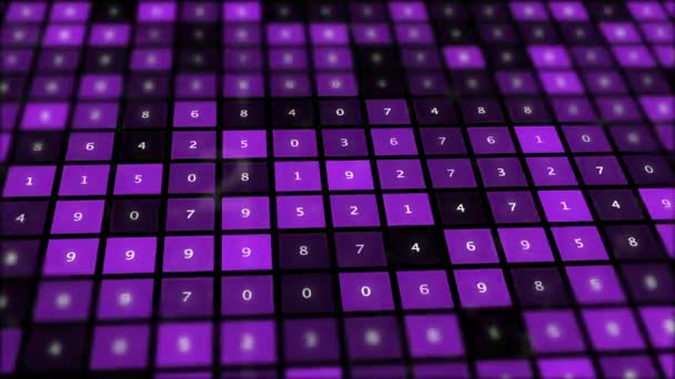 Œuvre d'art créative avec des combinaisons de nombres dans les tons violets . — Video