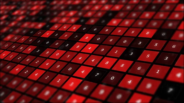 Vörös bináris képernyő számrácsokkal. — Stock Fotó