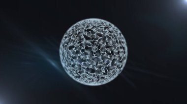 Uçan modern sanal ağ küresi soyut 3D arkaplan.
