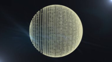 Soyut geometrik ateş topu siyah arkaplanda huzur içinde yüzüyor..