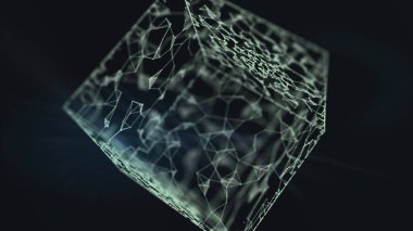 Sanal küp üzerinde kripto para birimi engelleme ağı bağlantısı ve mikro devre.