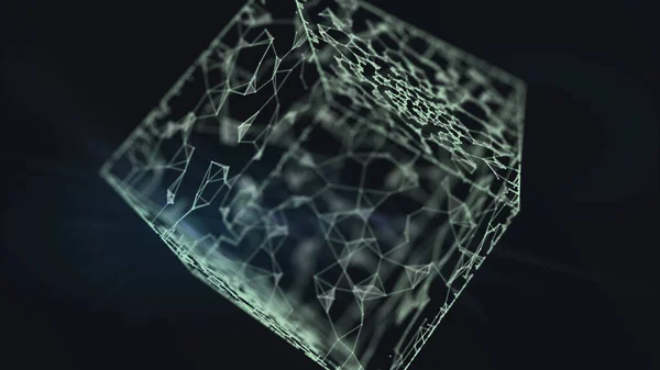 Conexão de rede blockchain criptomoeda e microcircuito no cubo virtual . — Fotografia de Stock
