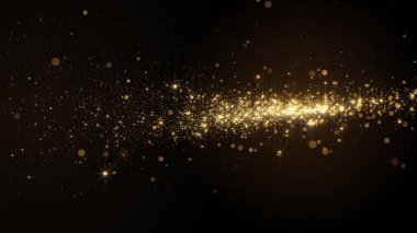 Altın ışık bokeh parçacıkları hareket halinde olan soyut arkaplan.