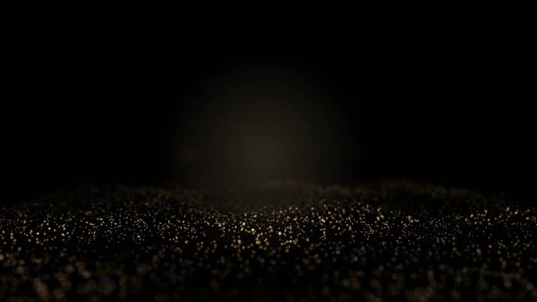 Borda dourada da textura da areia do glitter no fundo preto, abstrato com espaço da cópia . — Fotografia de Stock