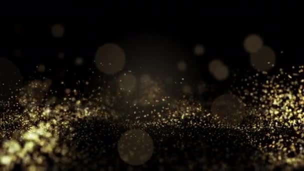 Gold glitzernde Pailletten für Schönheitsprodukt Rosinen auf dunklem Bokeh-Hintergrund