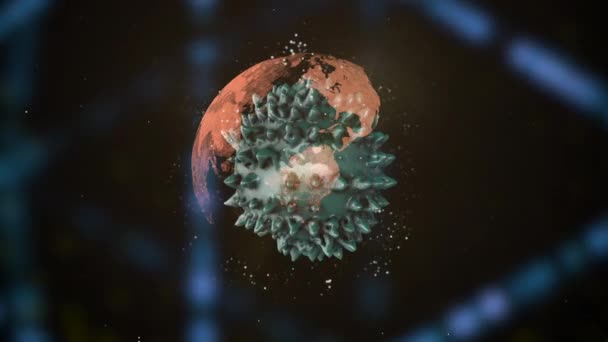 Planet unter Quarantäne. Virus infiziert den Planeten von innen und der Planet ist von der ganzen Welt isoliert. — Stockvideo