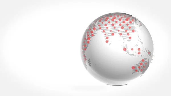 Air pollution. 3d render of abstract globe rotating with multiple red dots symbolyzing the gas emission to the air. — Stock Photo, Image