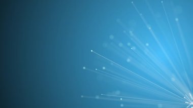 Soyut mavi büyüyen parlak optik fiber demeti arka plan, yüksek hızlı internet bağlantısı için hızlı ışık sinyali.