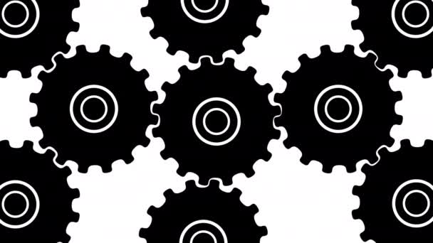 3d render of working process inside an engine with black gears turning over white. — Stock Video