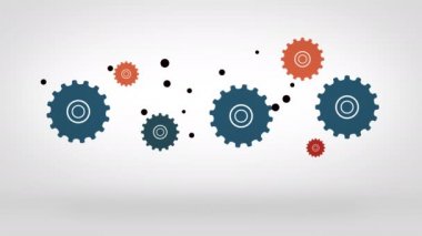 Motor tamiri konsepti. Renkli dişlilerin mekanizmanın içinde döndüğü yaratıcı hareket arkaplanı.