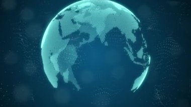 Siber uzayda dönen güzel Dünya hologramının 3D animasyonu.