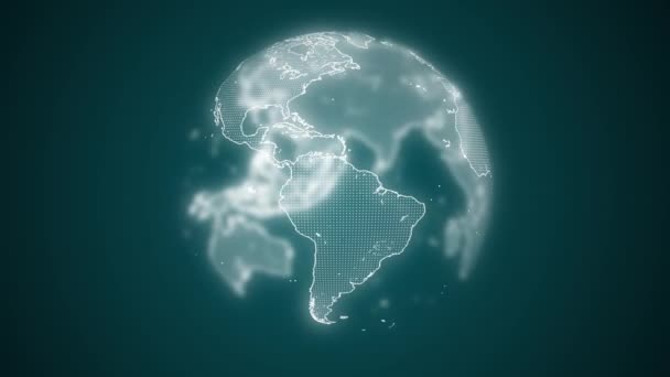 Planet for verdensomspennende teknologi og telekommunikasjonsnett i blå lysende nyanser. – stockvideo