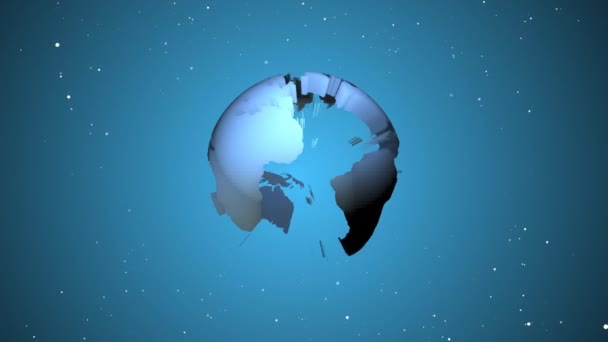 현대 기술 방송 배경. 밝은 푸른 배경에 있는 가상 디지털 행성 지구. — 비디오