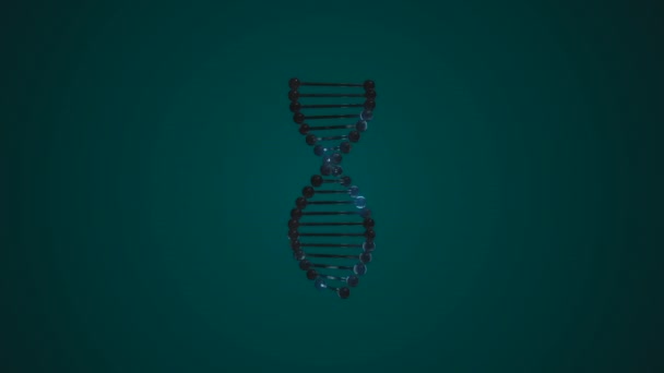 Professionell analys av DNA Struktur, gener och genetiska störningar, vetenskap. DNA Strand molekyl hologram glöder på mörk skärm. — Stockvideo