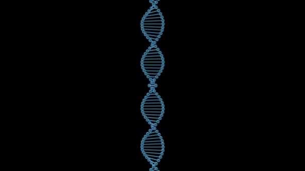 3D animation of abstract DNA illuminating over blue background. — Stock Video